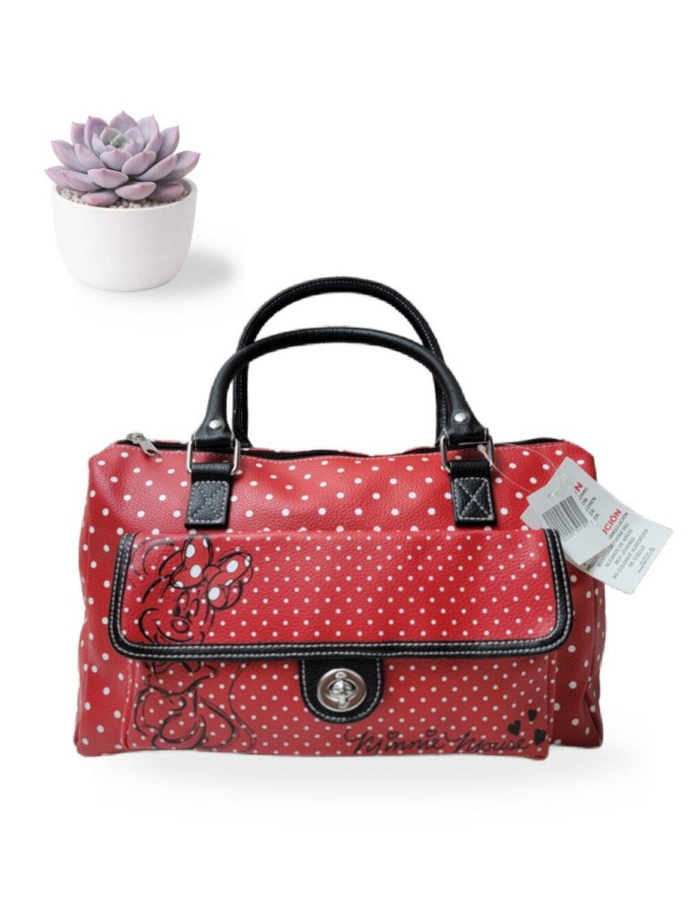 NWT Disney Parks Minnie Mouse Red Polka Dot Satchel Purse Sketch Art Handbag